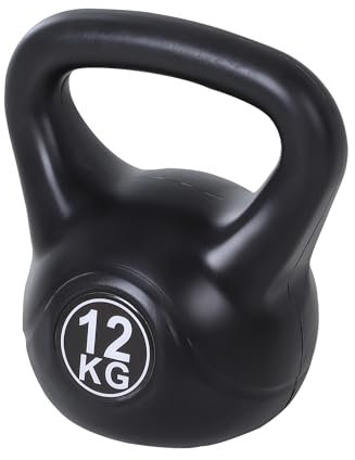 HOMCOM Kettlebell Kugelhantel 12 kg Gewicht-Hantel mit Sand befüllt für Anfänger Zuhause Krafttraining