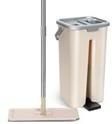 Masthome Balai Serpillière et Seau Essoreur, Microfibre Plat Rotative 360° avec 3 Serpillères Réutilisables, Vadrouille de Mains Libre pour Sols Bois