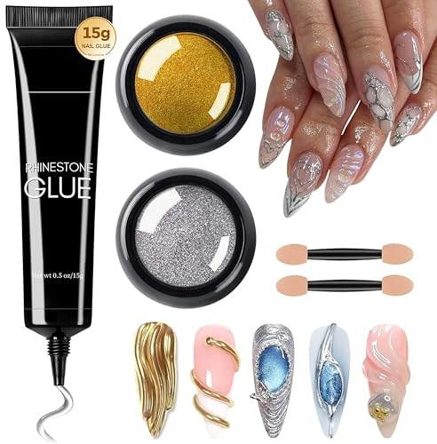 4 Stück Nagel Chrom Pulver, 3D Multifunktions Strasssteine, Solider Nagelkleber Spiegeleffekt Metallic Crome Puder Nägel Glitzer Nagelpuder Nageldesign Spiegelglitzer Nagelglitzer