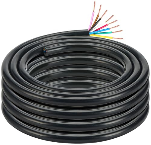 DARKGUARD Hänge förlängningskabel 8 poler, 10 m elkabel 8 trådar, kabel för släpvagn, elektriska trådar, anslutningskabel för bil, husvagn, LED-ljus (7 x 0,5 mm² 1 x 1,0 mm²)