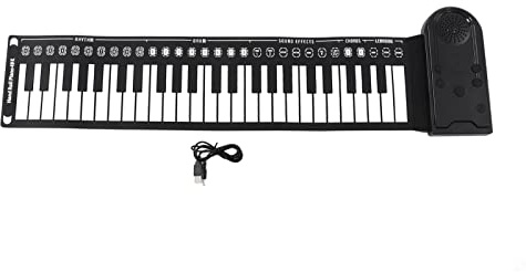 Generic Piano per Tastiera Arrotolato, Pianoforte Pieghevole Piano Rotolo a Mano 49 Chiave Tastiera Elettrica Pieghevole Portatile con Altoparlante per Portatile per Principianti Strumenti Musicali