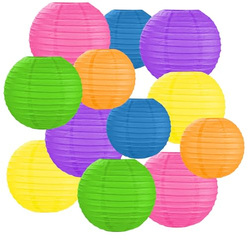 AOOSA Lanterne di carta, 12 Lanterna di Carta Rotonde da Appendere | 15, 20, 25 cm Lanterne Cinesi da Decorazione per decorazioni per la casa, feste, matrimoni, festival