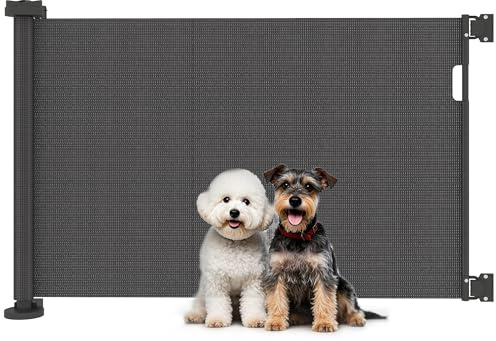 PawHut Barrera de Seguridad Retráctil para Perros Pequeños 0-136 cm Negro