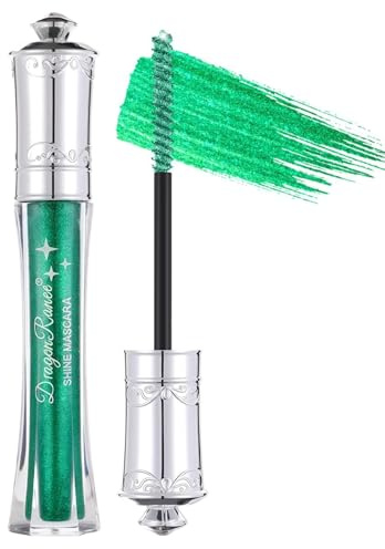 Prreal Green Glitter Mascara Vattentät, Diamond Sparkling Mascara för ögonfransar, långvarig curling volym mascaror för fest festival, lätt färgad mascaras ögonmakeup, 06