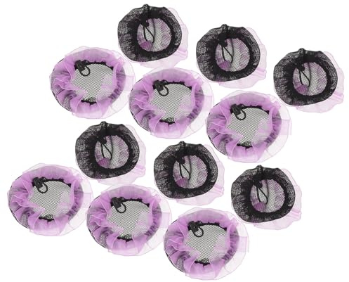 Unsichtbares Elastisches Ballett Haarnetz Violett mit Spitze 20 Stück Pack | Polyester, Verstellbare Passform, für Ballettprüfungen, Dezente Kappenform