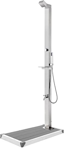 Emmtore Gartendusche mit Bodenplatte Edelstahl,Outdoor Dusche,Grau,80 x 62 x 5 cm