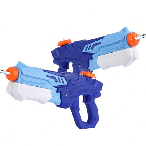 FORA Pistola ad Acqua per Bambini - Confezione da 2, Capacità da 600 ml, Gittata di 10 m, Struttura Leggera e Resistente in PP, Gioco da Esterno per l'estate, per Bambini e Adulti - Colore Blu