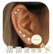 AVOTTO 5 Paare Kleine Ohrstecker Ohrringe Sterling Silber für Damen Set Hypoallergen Gold Ohrstecker Ohrringe 925 Silber Schmuck Geschenke Silver Studs Earrings for Women