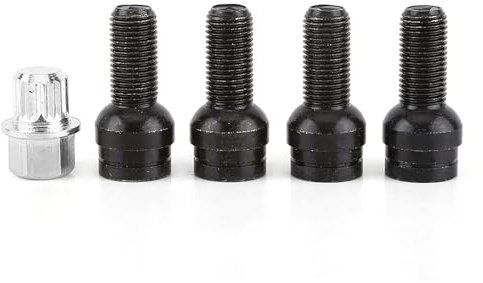 Domary M14x1,5 Mm Svart Stålhjulsbultsmuttersats med Stöldskyddsnyckel för