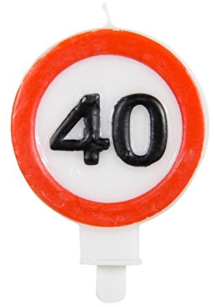 Folat 62640 - Kerzen für Kuchen - Verkehrszeichen - Zahl 40-1 STK.