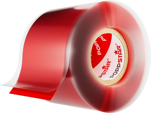 POPPSTAR selbstverschweißendes Silikonband, 3m x 38mm, Isolierband und Dichtungsband (Wasser, Luft), rot, 1 Rolle
