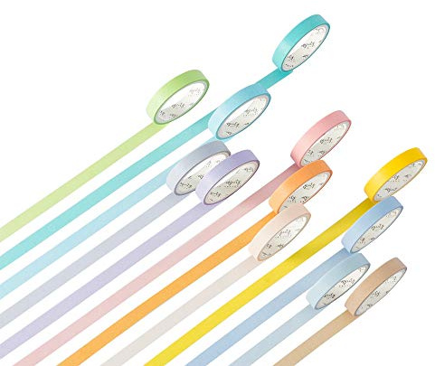 Yubbaex Rainbow Washi Tape 12 Rollen Masking Tape Klebeband Bunt für Heimwerker, Dekoratives Handwerk, Geschenkverpackung, Scrapbook 8mm Breite