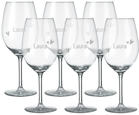 your surprise Bicchiere da Vino Personalizzato con Nome - Calice da Vino Bianco Inciso con Nome: Personalizzabile con Testo, Design e Caratteri Diversi (6 Pezzi)