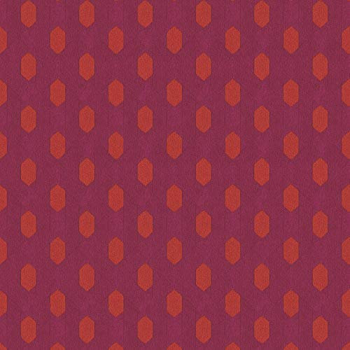 Papier peint à pois rouge & bordeaux | Tapisserie intissée vintage pour salon | Papier peint intissé rouge violet pour couloir
