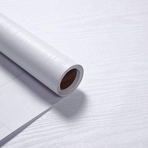 VEELIKE Papier Adhésif pour Meuble Bois Blanc Papier Peint Imitation Bois Rouleau Papier Vinyl Autocollant Papier Peint Adhesif Decoratif Armoire Salon Cuisine Imperméable Salle de Bain 40cm x 600cm