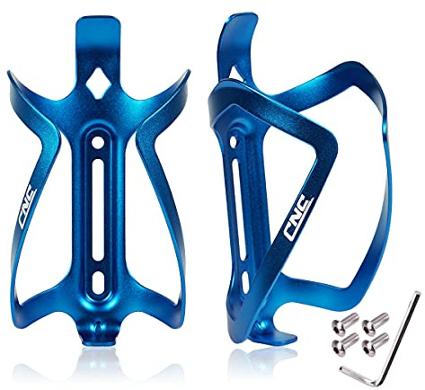 CNC Bike Water Bottle Cage，2-Pack Bike Bottle Holder for Road Bike/Mountain bike/BMX/Kids Bike/Gravel Bike Cycle water bottle （black/red/blue/orange） | 2 pack lightweight metal bicycle bottle cage, matt for cycling, mountain, gravel bikes, suits 500–1000ml water bottles, blue