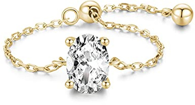 DOOLY 5 Style Clear Chain Bague Trendy 925 Sterling Sterling Argent Réglable Charm Gold Color Anneaux pour Femmes Mariage Bijoux