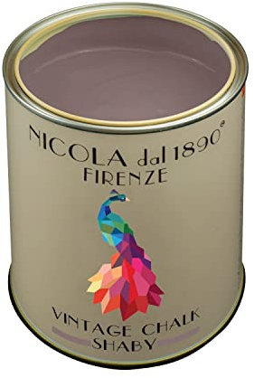 Vintage Chalk Shabby Water-Based paint, for interior and exterior use, Matt appearance, Made in Italy, Florence Color - 1 lt format