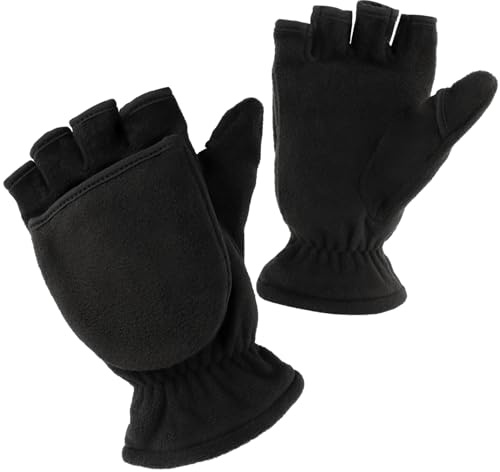 Mitaines d'hiver chaudes – Moufles en polaire avec housse à rabat, coupe-vent pour homme et femme (L)