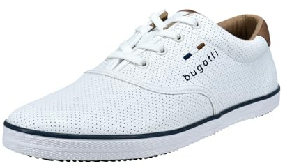 bugatti Homme Sneaker en Toile de Coton, Chaussure Basse en Toile avec Semelle Flexible, Blanc, 40 EU