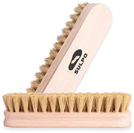 SULPO Cepillo para Limpieza - Juego de Cepillos de cerdas Suaves - Cepillo pulidor - Juego de cepillos para Zapatos Abrigos Sofá Zapatillas de casa 2 Piezas - Color Natural