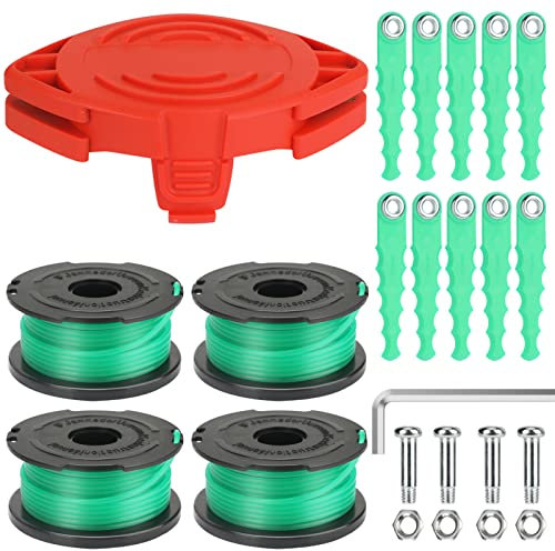 Eyoloty SF-080 Polycarbonate Replacement Head Blades & Trimmer Spool Compatible with Black Decker GH3000 GH3000R LST540 LST540B Weed Eater,SF-080-BKP 20Ft 0.080 Auto Feed Line with Part (24-Pack)