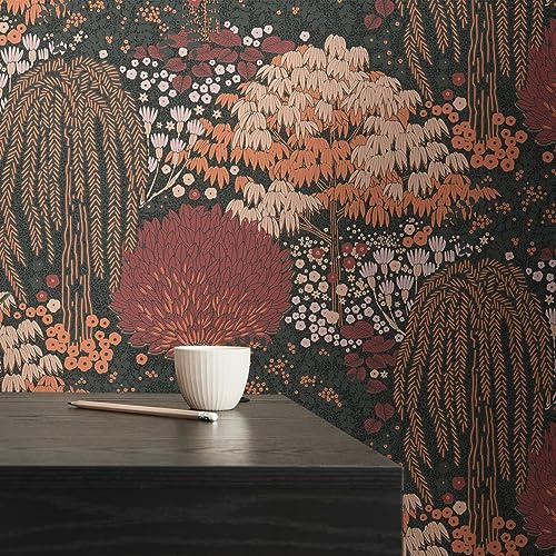 livingwalls 393504 Papier peint intissé Motif forêt Noir/rouge/rose/orange 10,05 m x 0,53 m Fabriqué en Allemagne