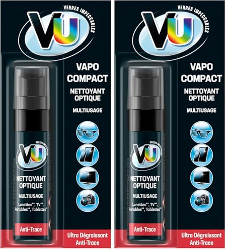 VU Classique – Vaporisateur (20mL) – Nettoyant Optique spray vapo Compact – Nettoyant Multi usages lunettes écrans (Lot de 2)