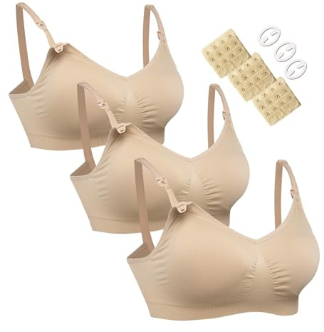 HOFISH Soutien-Gorge de maternité et d'allaitement sans Couture pour l'allaitement et Le Sommeil Pendant la Grossesse, avec rallonges de Soutien-Gorge et Clips supplémentaires