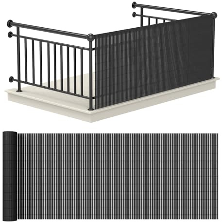 Kidsbuddy PVC Sichtschutzmatte,Sichtschutzzaun mit Kabelbindern,Wetterfest Sichtschutz für Garten Balkon Terrasse Sichtschutzzaun,Verstärkte Lamellen Sichtschutz,ohne Bohren Windschutz-1.2 * 4M