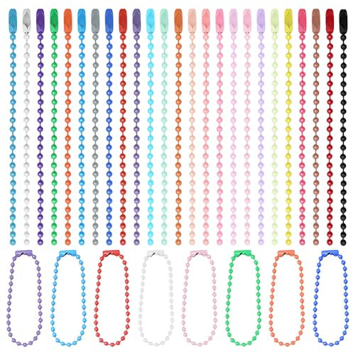 FSSTUD 200 Stück 12 cm Metallperlen hängende Ketten bunt verstellbare Kugelketten Weihnachtsschmuck Kugelketten Handwerk Perlenketten Schlüsselanhänger DIY Tag-Ketten