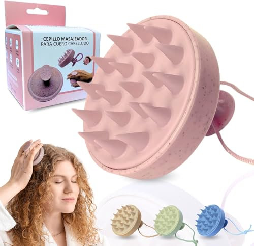 ETISEN, Massaggiatore capelli in silicone, shampoo a secco, spazzola capelli ricci e lisci, massaggiatore testa per stimolare la crescita del cuoio capelluto (Rosa)