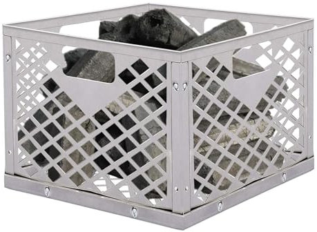 Panier à charbon de bois – Panier de barbecue à charbon de bois | Panier de fumoir décalé en acier inoxydable avec poignée, accessoires de poêle antirouille pour le chauffage, la randonnée, la pêche