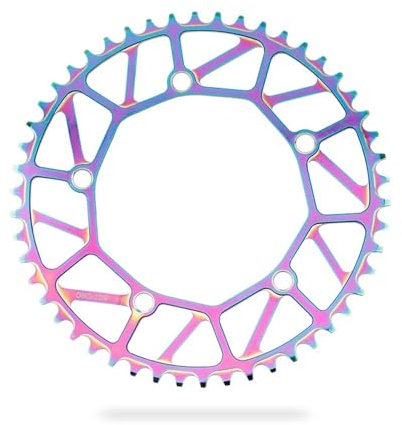 GFDSGRE Kettenblatt Faltrad Zahn Kettenblatt Positiv Negativ Zahn 46/48/50/52/56/58T Kettenblatt BMX Fahrrad Bunte Kurbelgarnitur 130BCD Kettenblatt 38 ZäHne(50T Colorful)
