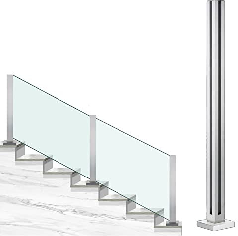 KEHSF Glaszaun-Klemmstange für Veranda, silberner Treppengeländerpfosten mit 15 mm Breiten Schlitzen, Glasbalkon-Verbindungsstück für Balkon/Flurtreppe/Innen-/Außenplattform-Dachboden