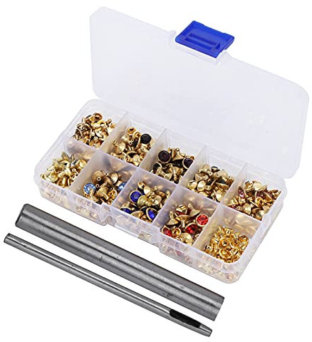 KQ-702 Boxed Diamantbesetztes Nietrohr mit Goldkanten 8 Mm Bunt Ein Diamant-DIY-Behälterzubehör