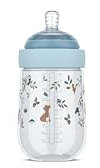 Mepal Biberon Mio Little Dutch, Coperchio trasparente per la conservazione, Biberon anticolica, Il design a spirale impedisce l'intasamento, Silicone di grado medico, 240 ml, Forest Friends