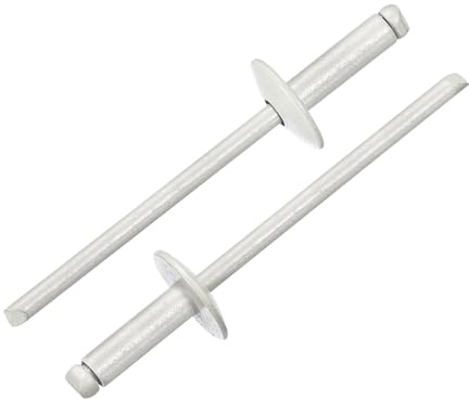 sourcing map 100Pcs 1/8x3/8 Aluminum Blind Rivets, Aluminum Grip and Steel Mandrel, Large Flange Fastener Rivets for Metal, Furniture, Automotive, Gray