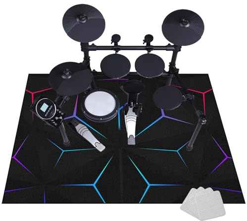JaevKwzy Drummatte, Rutschfester Drum Teppich, Schallschutzmatte, Anti-Vibrationsmatte, Akustik Teppich, 120 x 100 cm, Color 372, Geometrisch