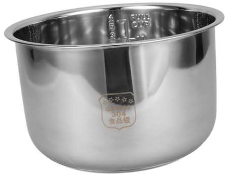 Zerodeko Stainless Steel Rice Cooker Inner Pot Multi-use Replacement Liner for Household Cookers Non-Stick Design with Scale for Cooking Rice Soup and Cakes Kitchen Gadget