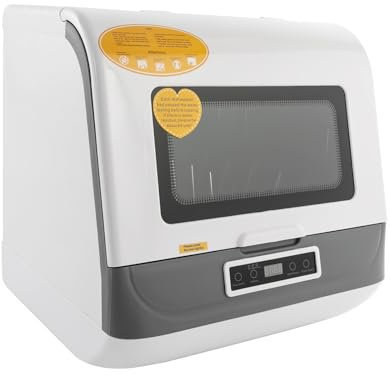 Mini lave-vaisselle Lave-vaisselle portable avec 3 programmes / réservoir d'eau 5 l / pulvérisateur à 360 ° / commande tactile, table pour lave-vaisselle avec/sans raccordement d'eau, camping et pour
