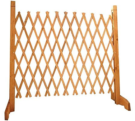 Mobiler und beweglicher erweiterbarer Gartenzaun aus Massivholz, faltbar, leicht, Pflanzensieb für Haus, Hof, ideal für Gärtner und Haustierbesitzer, dekorativer Zaun für Pflanzen, Klettern, Holzfarbe