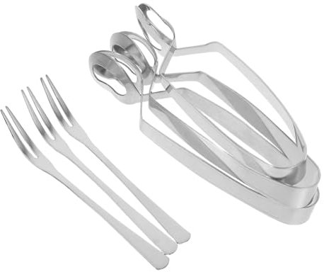 MUCKLILY 3juegos Pinzas Antiescaldaduras Unid Tenedor Inoxidable Para Caracoles Vajilla Hogar