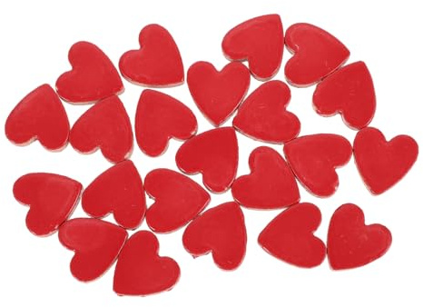 BUGUUYO Herzförmige Keramik Mosaikfliesen Flach Kleine Selbstgemacht Bastelfliesen aus Robustem Keramikmaterial Rote Mosaiksteine für Karten Vasen Handyzubehör Bastelbedarf