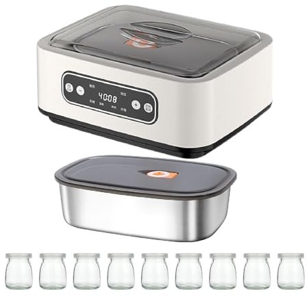 Ronyme Yogurtiera Elettrica Automatica, Macchina per Yogurt a Basso Rumore, Professionale, Multifunzione, in Acciaio Inox, con Tazza
