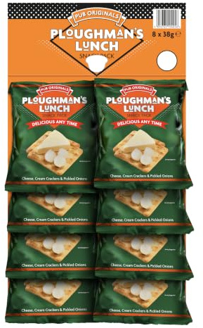 Pub Original - Ploughman's Lunch Snack Packs - Cheese, Cream Crackers and Pickled Onions - Pub Card of 8 x 38 g Packs