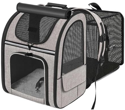 __PLACEHOLDER_Brand_0__ Rucksack für Katzen, ausziehbar – 62 x 34 x 43 cm Hund Backpack Carrier – Haustiertasche, faltbar, ausziehbar, ausziehbar, für Camping, Wandern, Motorrad, Reisen im