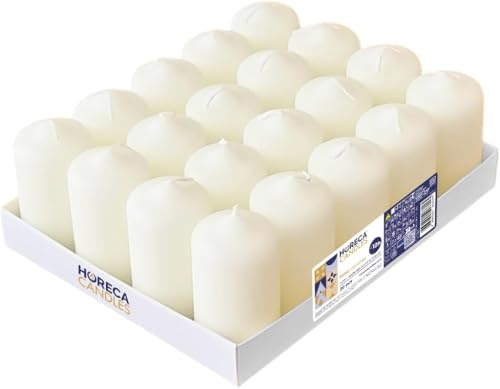 Horeca Candles – blockljus – elfenben – Ø 4 x 7 cm – set med 80 blockljus – lång brinntid 12 timmar – utan doft – ljus för hushåll, fester och gastronomi