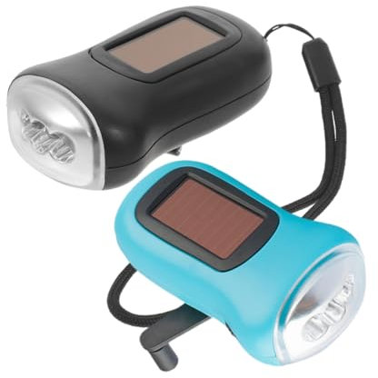 Artibetter 2stücke Solarbetriebene Taschenlampe Mit Handkurbel Wiederaufladbare Led-notfalltaschenlampe Tragbares Campinglicht Für Draußen Hause Multifunktional Für Camping Wandern Und