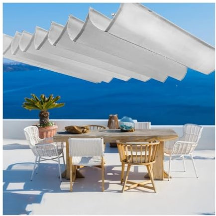 Einziehbare Wellenmarkise für Terrasse, Pool, Garten, Auffahrt, 1,5 m breit x 6 m lang, UV-Schutz, wetterbeständige Outdoor-Schattenlösung